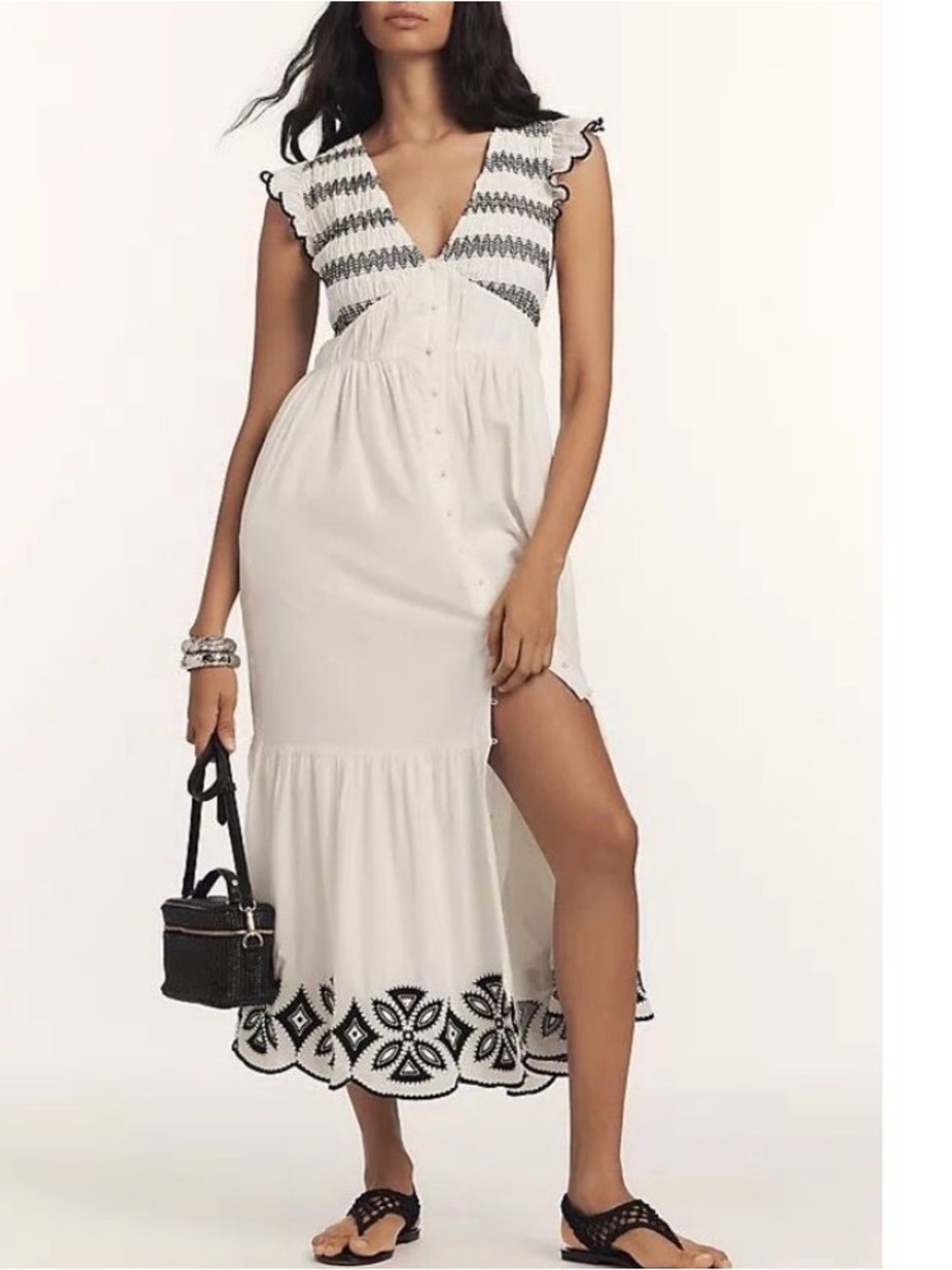 Anthropologie Peregrine Midi Dress: Embroidered Smocked Edition